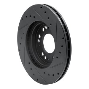 Dodge STEALTH Brake Rotor (1) - Front Left - R1 Concepts - Drilled & Slotted - Black - `91-`04